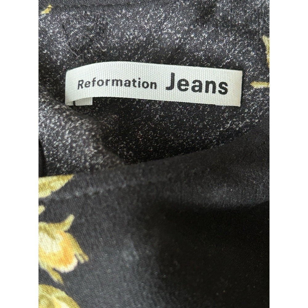 Reformation Jeans Black Floral Maxi Dress Size S NWOT Puff Sleeve EcoVero - Picture 5 of 6